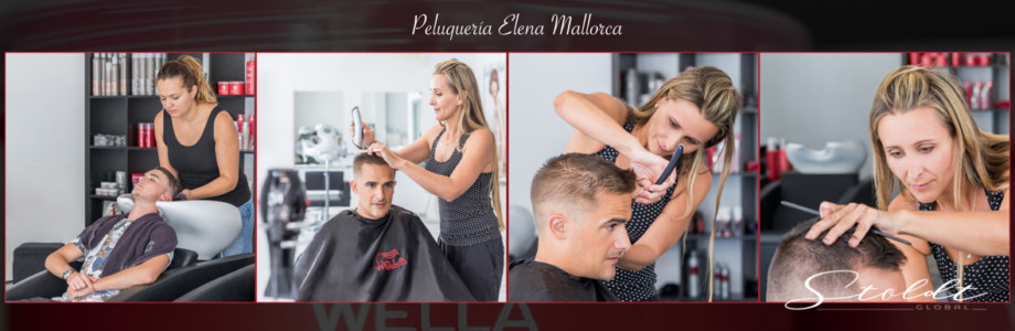 Business photography collage of a hairdresser at work