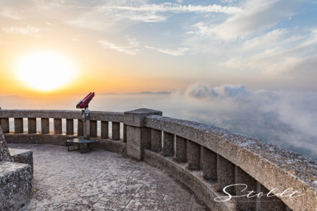 Nature and landscape photography sun going down on Mallorca view from a hill