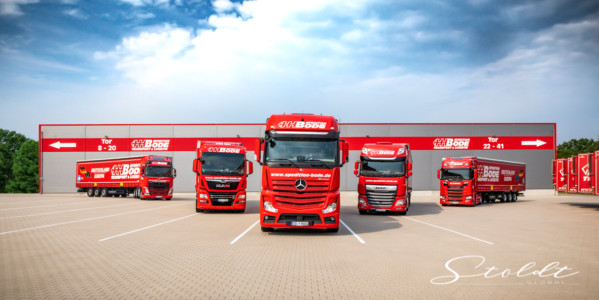 Business photography for transport company Spedition Bode showing arranged trucks