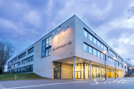 architecture photography of a school building in the early morning