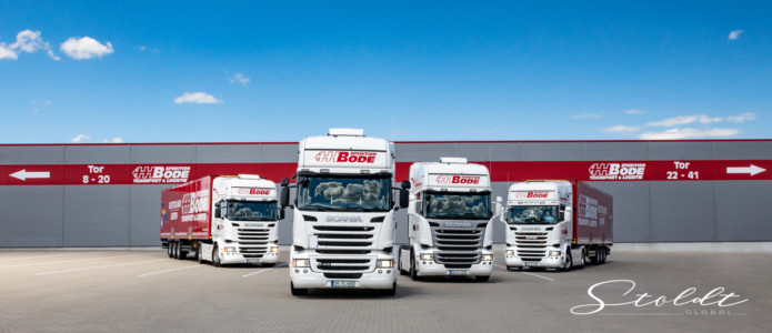 Business photography for transport company Spedition Bode showing arranged trucks