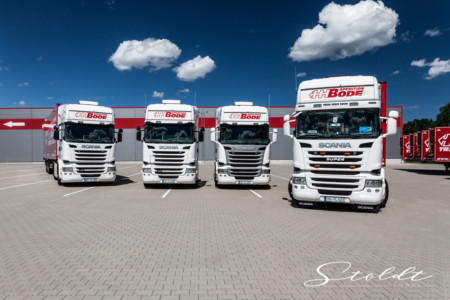 Business photography for transport company Spedition Bode showing arranged trucks