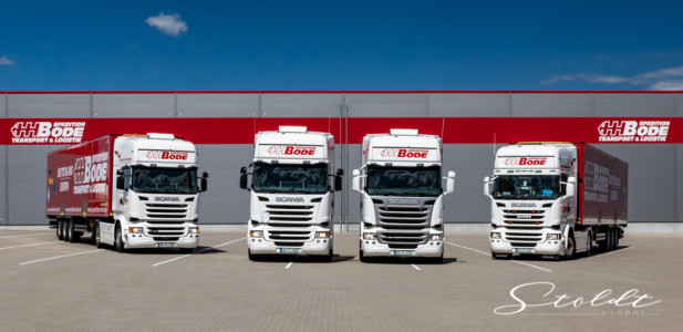 Business photography for transport company Spedition Bode showing arranged trucks