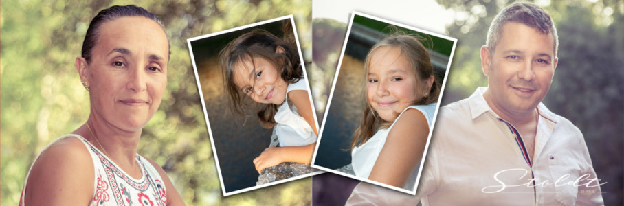 Photo album example of family portraits showing family members