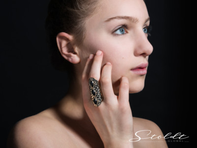 Jewellery or jewelry photography beauty portrait of girl with ring
