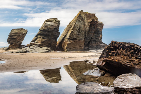 Nature and landscape photography rocks on a beach in Spain