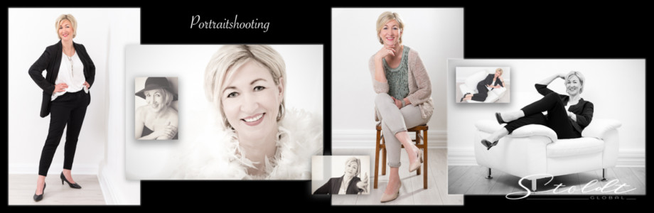 Portrait shooting collage of a business woman